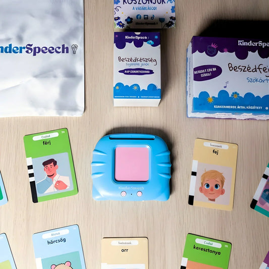 KinderSpeech beszédfejlesztő játék szókártyákkal, interaktív tanulás gyerekeknek