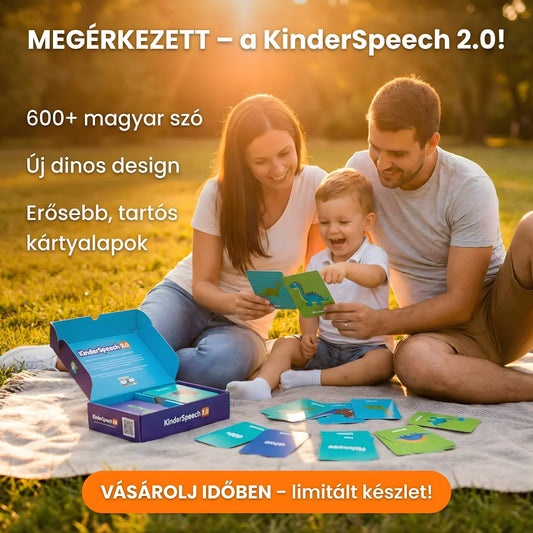 KinderSpeech beszédfejlesztő játék, interaktív dinoszauruszos oktatókártyák gyerekfejlesztéshez