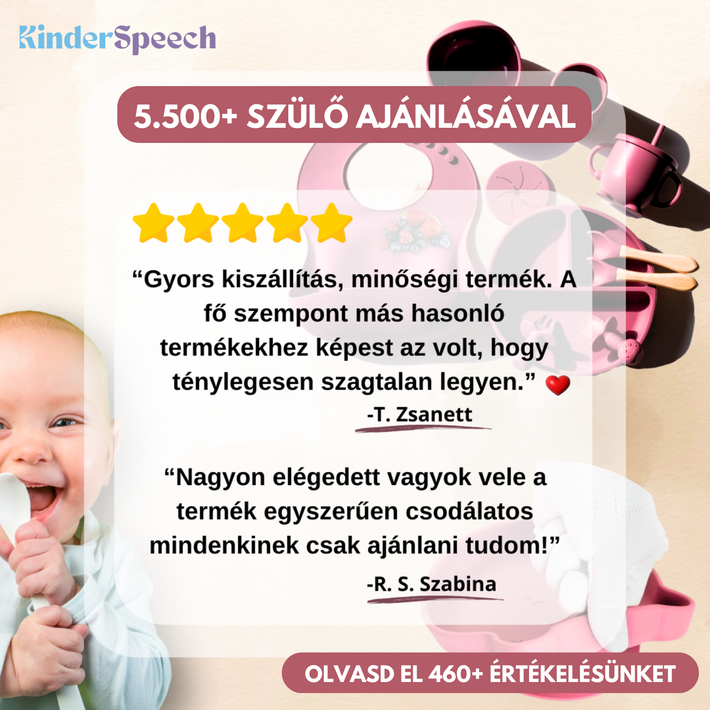 KinderFeed™ - 10 részes prémium szilikon tapadókorongos baba étkészlet