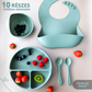 KinderFeed™ - 10 részes prémium szilikon tapadókorongos baba étkészlet