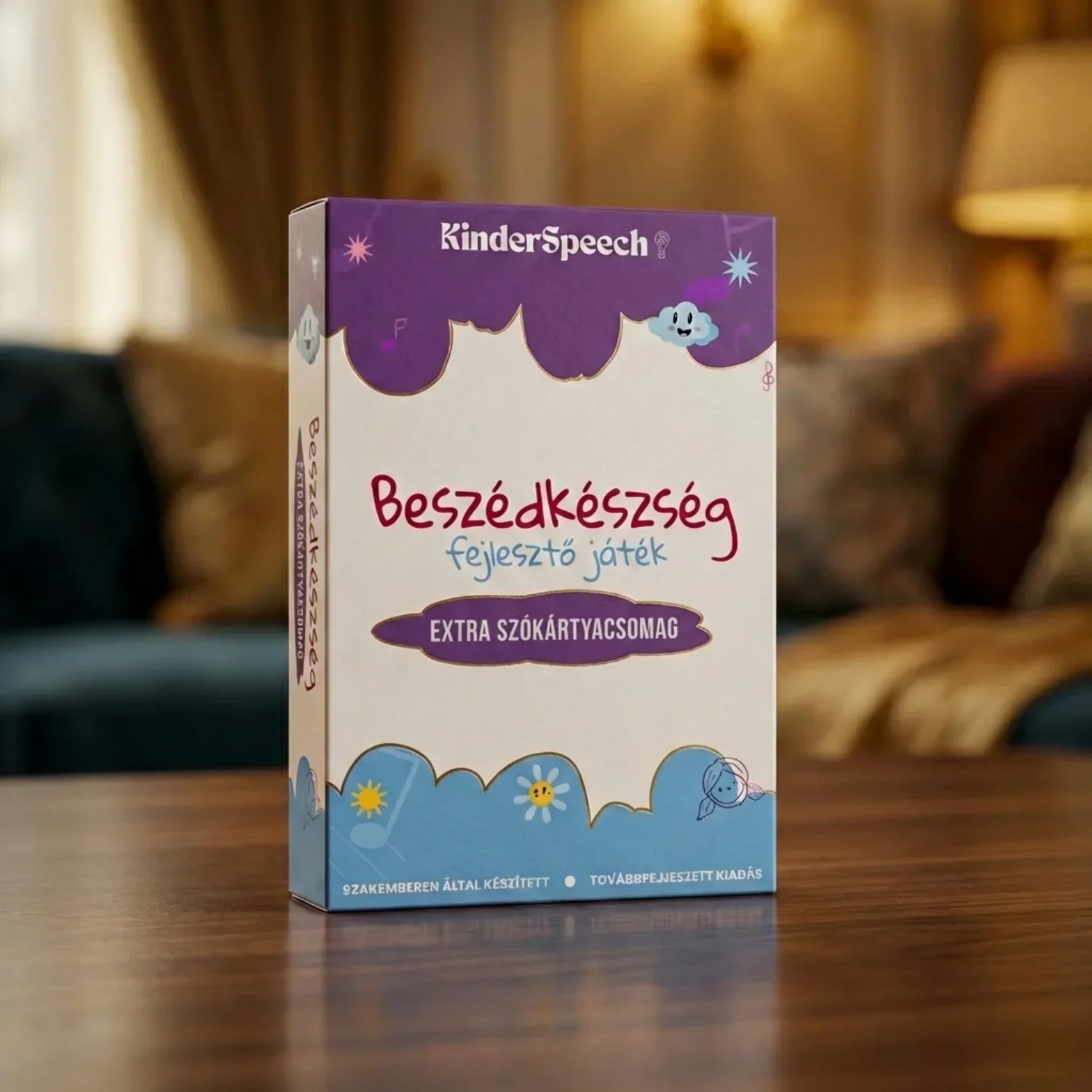 KinderSpeech beszédfejlesztő játék doboz extra szókártyacsomaggal, interaktív gyerekfejlesztéshez